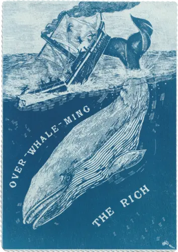 Cyanotype avec une baleine anticapitaliste